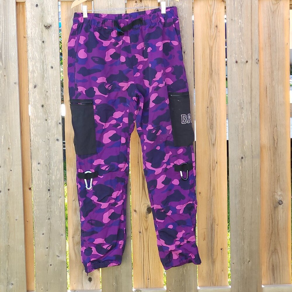 A Bathing Ape Cargo Camo Snow Pants Women's Xl Bape Purple Camo